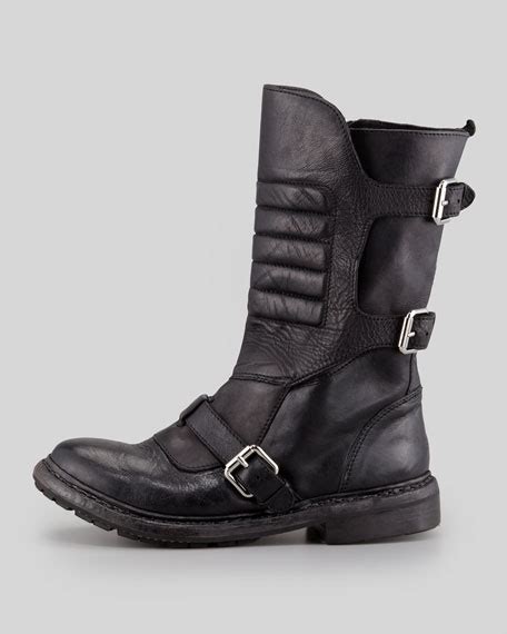 burberry strapped leather motorcycle boot|Leather Saddle High Boots in Loch .